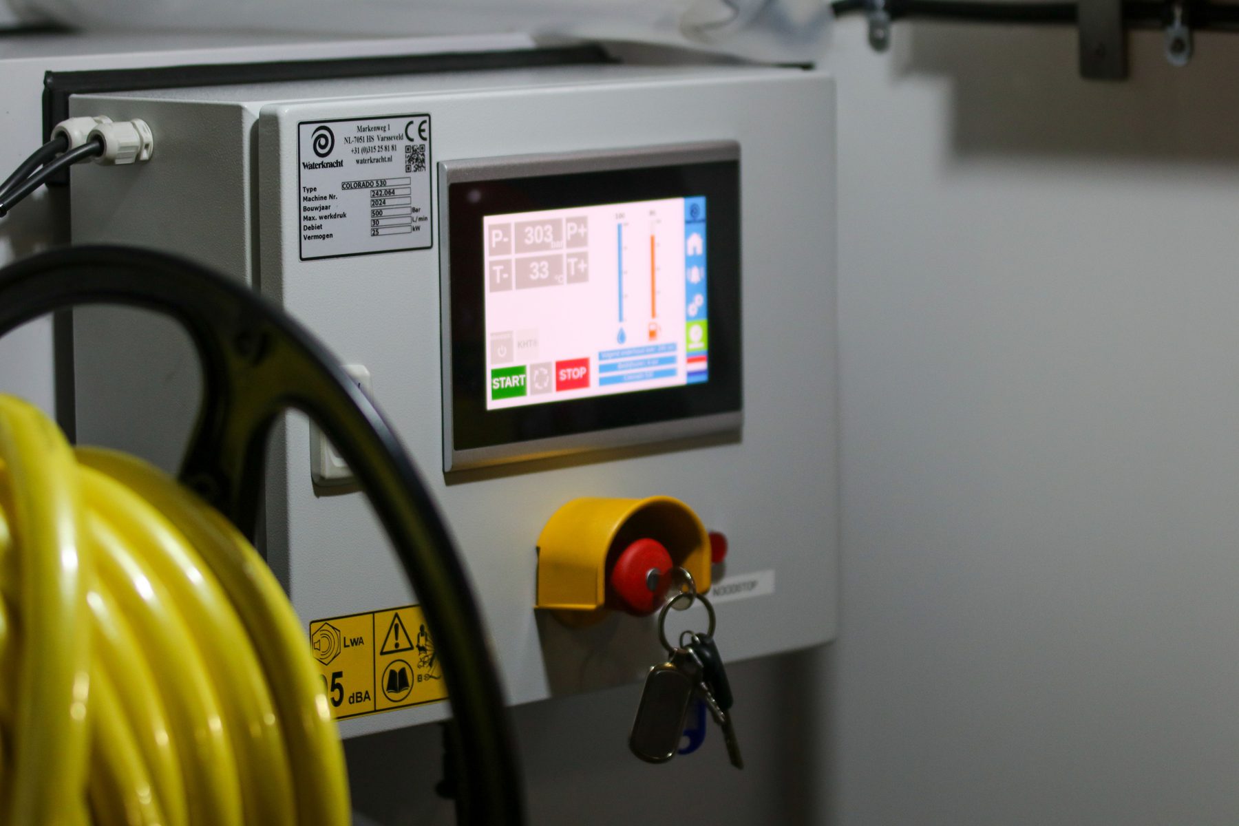 HMI touchscreen control panel on industrial equipment